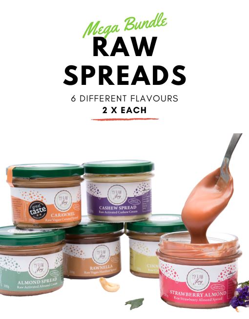 Flavour Mix Bundle - Spreads & Nut Butters Raw spreads & nutbutters MyRawJoy MEGA MIX | 12 JARS - 2 OF EACH FLAVOUR | €7.75 PER JAR 