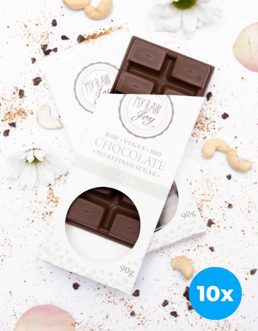Raw Plain Chocolate - Big Raw Chocolates MyRawJoy 10 Bag Bundle Deal | €4.69 per Bar 